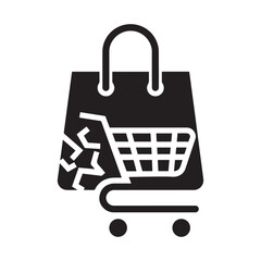 Modern shopping cart and bag icon set for e commerce and retail