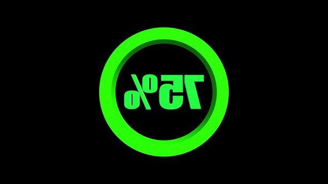 Vibrant neon green 3d text overlay over circle animation on black background for intro outro end screen title sequence
