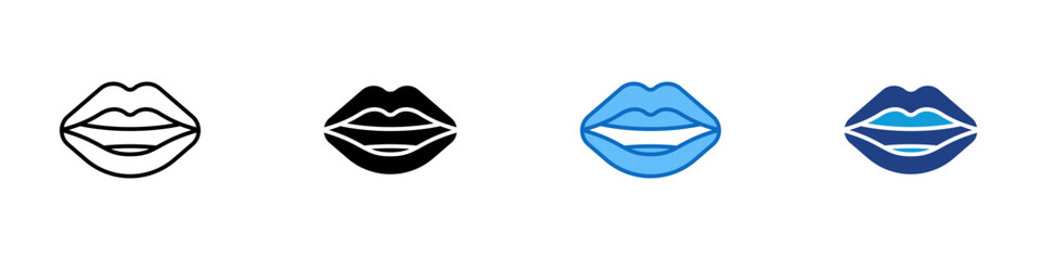 Speaking Lips Multiple Style Icon Design Vector - Lips symbolizing speaking, voice, or communication through words