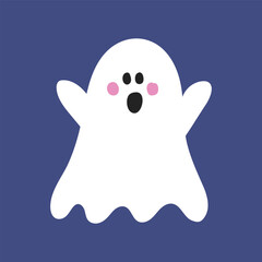 Cute Halloween ghost. Hand drawn character. Vector illustration