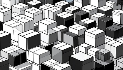Abstract geometric pattern of stacked boxes