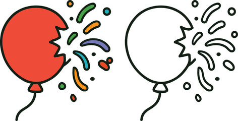 Cartoon balloon bursting with colorful confetti © AbuNazam