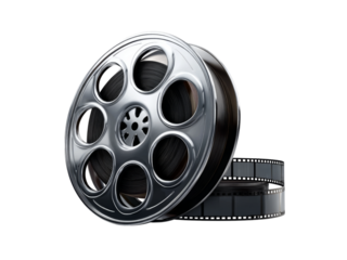 Classic film reel cinema movie production vintage hollywood, Isolated On White Background, Png Transparent