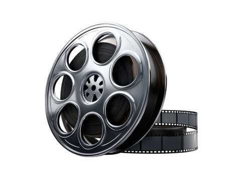 Classic film reel cinema movie production vintage hollywood, Isolated On White Background, Png Transparent