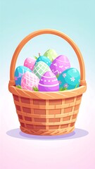Easter basket filled with colorful eggs (1)