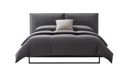 Cozy and luxurious, a comfortable double bed with a white comforter and pillows awaits in a modern bedroom interior