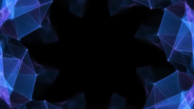 A seamlessly looping video featuring abstract geometric patterns softly radiating and forming a digital aura burst precision, minimalist, grid