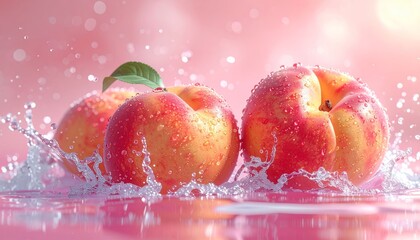 Water splash with apples