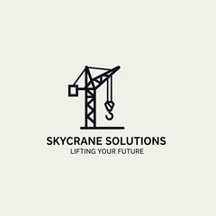 A modern logo design featuring abstract building structures with a roof-like element, accompanied by company name and slogan text.