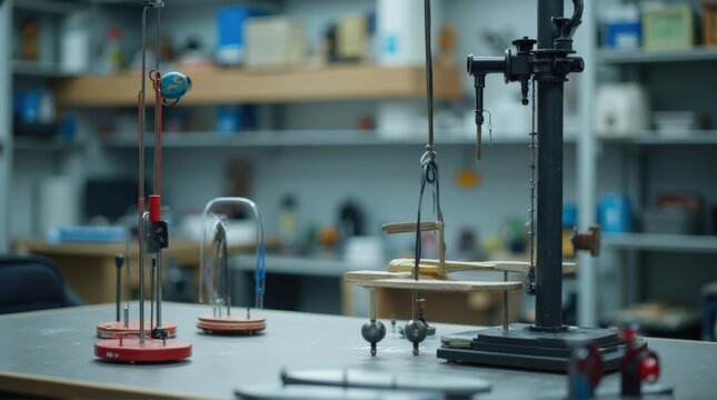 Laboratory Equipment with Scales and Test Tubes in Science Lab Setting