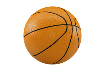 3D basketball textured orange ball with black seams, isolated on transparent background