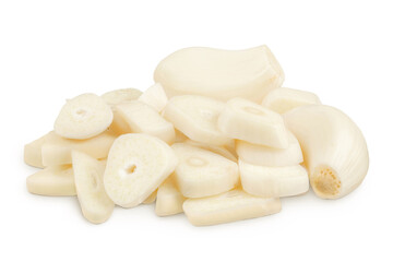 garlic cloves slices isolated on white background close up