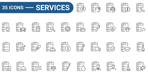 Services line icon set. Outline icon collection. Editable stroke. Vector illustration