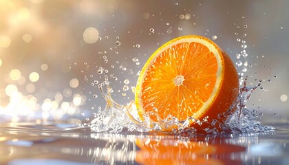 Water splash with orange