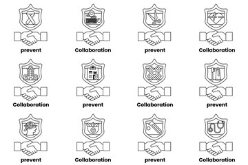 A set of handshakes with the words