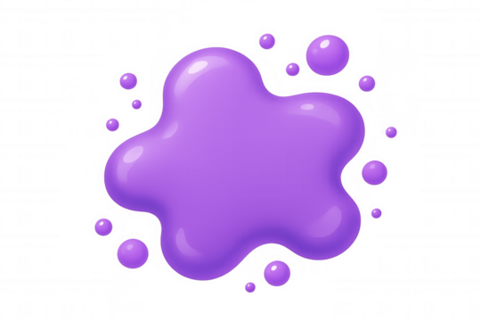 Purple paint splashing dynamically, generating iridescent droplets arcing across transparent surface with vivid, kinetic energy