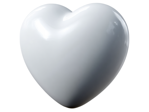 Smooth white heart shape on black background simple love symbol, Isolated On White Background, Png Transparent