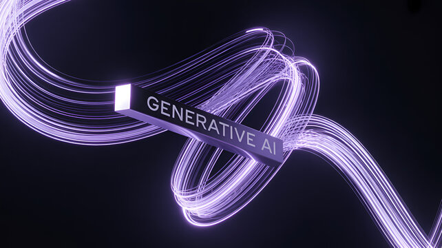 Generative AI: Abstract Purple Light Trails and Text