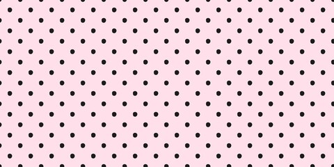 Abstract black polka dot pattern on pink background. Minimalist dot pattern background. Doodle seamless patterns with black polka dots on pink. © Enka Enka