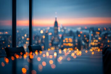 Cozy Evening Skyline View with Soft Bokeh Lights and City Vibes