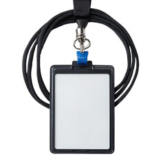 Obraz premium Empty black ID badge on lanyard