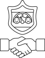 A picture of two hands shaking with a speedometer in the background