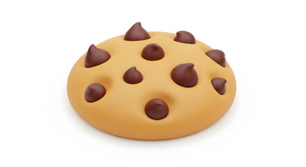 A single delicious chocolate chip cookie isolated on a white background.