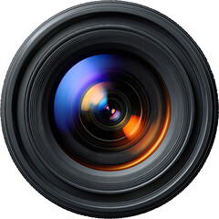 Close-up of a camera lens, showing intricate details and vibrant colors