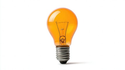 A vibrant orange light bulb against a white background, perfect for illustrating concepts of creativity, energy, and innovation, Ideal for use in advertisements, blog posts, or design projects,