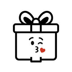 character emotion gift box kiss vector on white background Vector icon character with emotion