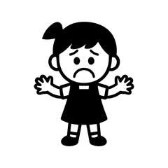 character emotion girl in a sundress sadness vector on white background Vector icon character with emotion