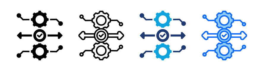 Process Streamlining icon Multi Style Vector Illustration