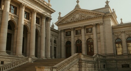 Obraz premium Historic Neoclassical Building with Columns and Ornate Facade Architecture