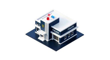 lowpoly police station 3d model city justice asset, isolated on transparent background
