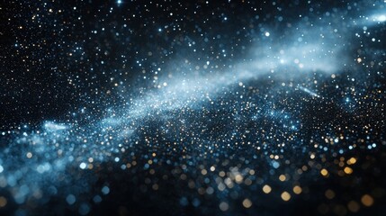 Obraz premium Abstract cosmic scene with scattered bright points in blue and white hues,