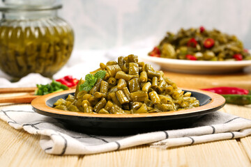 Pickled Green Beans Traditional Preserved Vegetables Homemade Cuisine Fermented Food