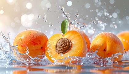 Water splash with apricots