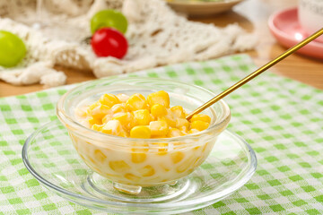 Golden Sweet Corn Kernels in Glass Bowl - Fresh Grains for Salad and Cooking