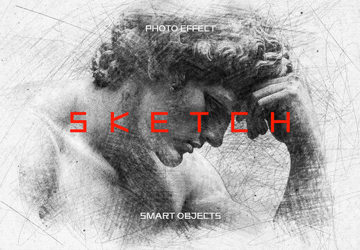 B&W Sketch Photo Effect Mockup