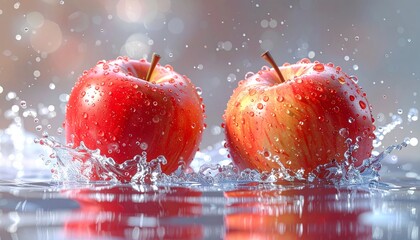 Water splash with apples