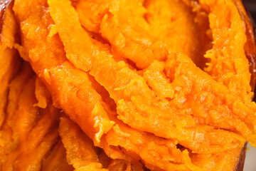 Fresh Baked Sweet Potato Close-Up - Vibrant Orange Flesh Texture