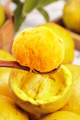 Fresh Golden Citrus Fruit with Aromatic Flesh and Natural Texture