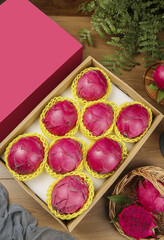 Fresh Dragon Fruit Gift Box - Premium Red Pitaya in Wooden Crate with Protective Packaging