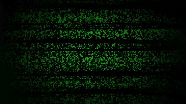 Analog Static Noise texture overlay. Horizontal stripes offset . Old Retro TV - Static tv black and green noise caused by bad signal reception 4k video