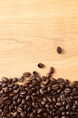 コーヒー豆　木目背景