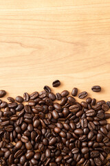 コーヒー豆　木目背景