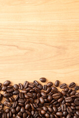 コーヒー豆　木目背景