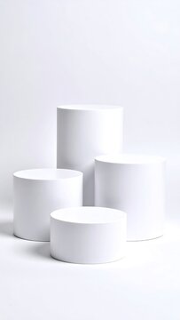 White cylinder display risers