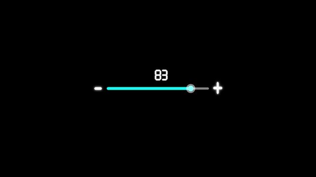volume increase icon animation. volume Control Panel sound setting 0 to 100. volume sound timeline bar moving with on transparent background