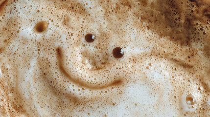 Smiley Face Pattern In Creamy Coffee Foam For Cheerful Morning Energy
